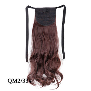 Leeons Long Curly Clip In Hair Tail 21Inch Synthetic Drawstring Ponytail Hairpiece With Hairpins Wrap Pony Tail Hair Extension