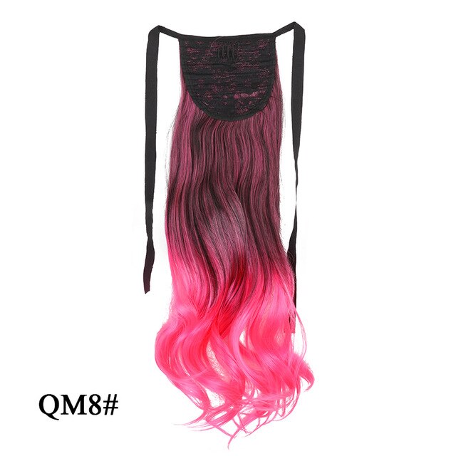 Leeons Long Curly Clip In Hair Tail 21Inch Synthetic Drawstring Ponytail Hairpiece With Hairpins Wrap Pony Tail Hair Extension