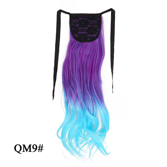 Leeons Long Curly Clip In Hair Tail 21Inch Synthetic Drawstring Ponytail Hairpiece With Hairpins Wrap Pony Tail Hair Extension