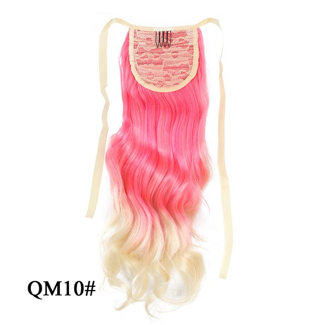 Leeons Long Curly Clip In Hair Tail 21Inch Synthetic Drawstring Ponytail Hairpiece With Hairpins Wrap Pony Tail Hair Extension