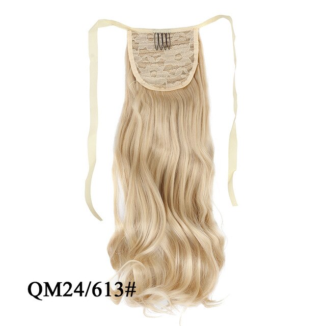 Leeons Long Curly Clip In Hair Tail 21Inch Synthetic Drawstring Ponytail Hairpiece With Hairpins Wrap Pony Tail Hair Extension