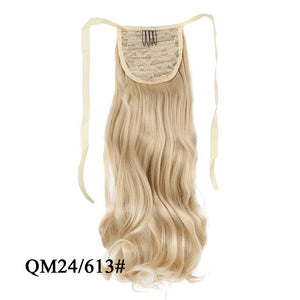 Leeons Long Curly Clip In Hair Tail 21Inch Synthetic Drawstring Ponytail Hairpiece With Hairpins Wrap Pony Tail Hair Extension