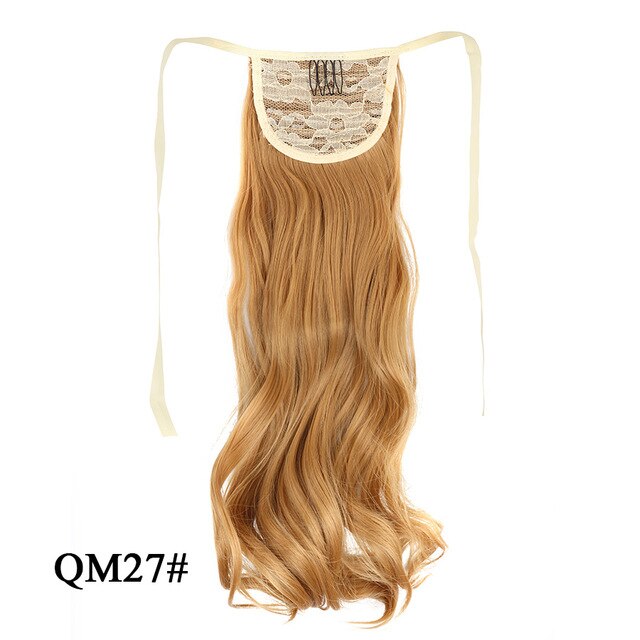 Leeons Long Curly Clip In Hair Tail 21Inch Synthetic Drawstring Ponytail Hairpiece With Hairpins Wrap Pony Tail Hair Extension