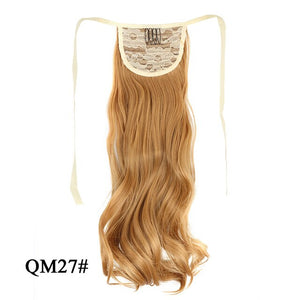 Leeons Long Curly Clip In Hair Tail 21Inch Synthetic Drawstring Ponytail Hairpiece With Hairpins Wrap Pony Tail Hair Extension
