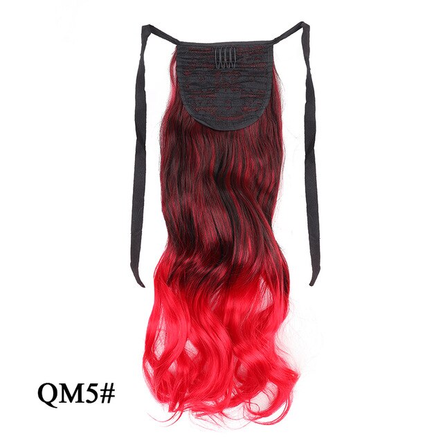 Leeons Long Curly Clip In Hair Tail 21Inch Synthetic Drawstring Ponytail Hairpiece With Hairpins Wrap Pony Tail Hair Extension