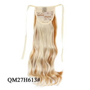 Leeons Long Curly Clip In Hair Tail 21Inch Synthetic Drawstring Ponytail Hairpiece With Hairpins Wrap Pony Tail Hair Extension