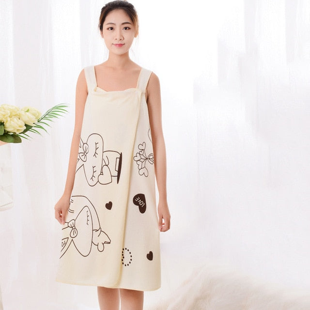 Women sex Quick Dry Magic Cartoon Bathing Towel Spa Bathrobes Wash Clothing  Wearable  Beach Towels Cotton Kitchen Towel