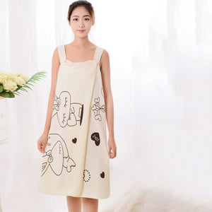 Women sex Quick Dry Magic Cartoon Bathing Towel Spa Bathrobes Wash Clothing  Wearable  Beach Towels Cotton Kitchen Towel