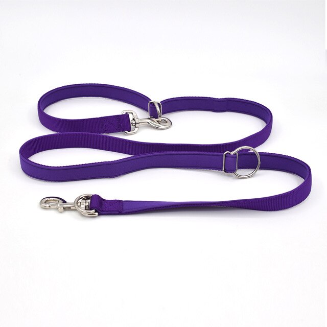 7 In 1 Multi-Function Adjustable Dog Leash Nylon Neoprene Pull Belt Walking Double Lead 2 Dogs A Hands Free Leash A Tether