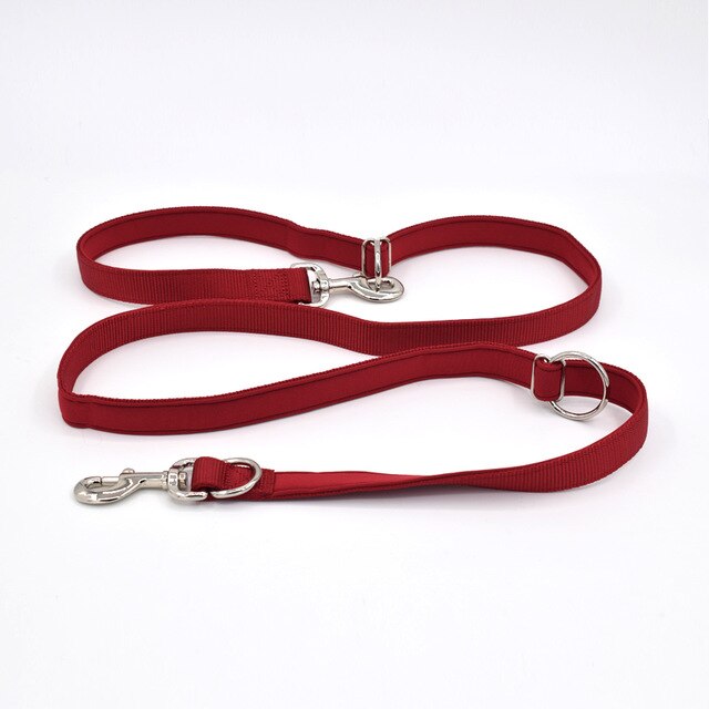 7 In 1 Multi-Function Adjustable Dog Leash Nylon Neoprene Pull Belt Walking Double Lead 2 Dogs A Hands Free Leash A Tether