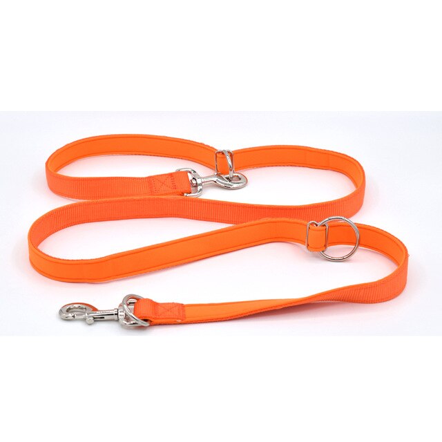 7 In 1 Multi-Function Adjustable Dog Leash Nylon Neoprene Pull Belt Walking Double Lead 2 Dogs A Hands Free Leash A Tether