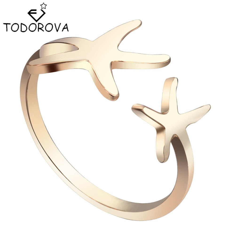 Todorova Fashion Ring Open Stretch Star Fancy Rings Nautical Beach Starfish Women Ring Friendship Birthday Gifts Brand Jewelry