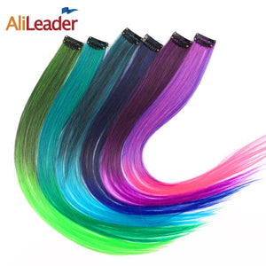 AliLeader Product Highlight One Piece Hair Clip In Extensions Ombre 20 Colors 50Cm Long Straight Synthetic Hairpieces Clip On