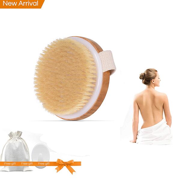 TREESMIL Natural Bristle Bath Brush Portable Travel Massage Horse Hair Wooden Dry Brush Exfoliating Beauty Body shower Brush D30