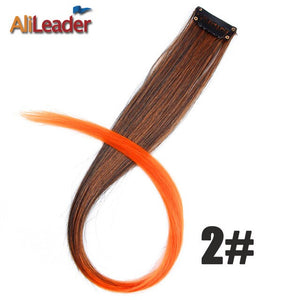 Alileader Clip In One Hairpiece Ombre 20 Colors 50Cm Long Straight Synthetic Hair Extension Clip On Pink Grey 613# Red Blue