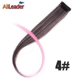 Alileader Clip In One Hairpiece Ombre 20 Colors 50Cm Long Straight Synthetic Hair Extension Clip On Pink Grey 613# Red Blue