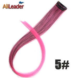 Alileader Clip In One Hairpiece Ombre 20 Colors 50Cm Long Straight Synthetic Hair Extension Clip On Pink Grey 613# Red Blue