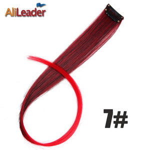 Alileader Clip In One Hairpiece Ombre 20 Colors 50Cm Long Straight Synthetic Hair Extension Clip On Pink Grey 613# Red Blue