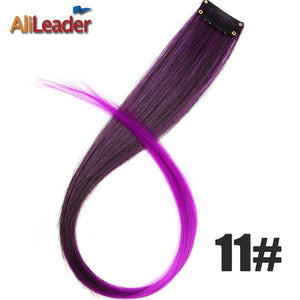 Alileader Clip In One Hairpiece Ombre 20 Colors 50Cm Long Straight Synthetic Hair Extension Clip On Pink Grey 613# Red Blue