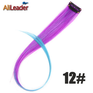 Alileader Clip In One Hairpiece Ombre 20 Colors 50Cm Long Straight Synthetic Hair Extension Clip On Pink Grey 613# Red Blue