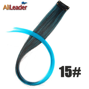 Alileader Clip In One Hairpiece Ombre 20 Colors 50Cm Long Straight Synthetic Hair Extension Clip On Pink Grey 613# Red Blue