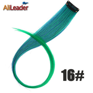 Alileader Clip In One Hairpiece Ombre 20 Colors 50Cm Long Straight Synthetic Hair Extension Clip On Pink Grey 613# Red Blue