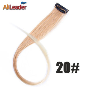 Alileader Clip In One Hairpiece Ombre 20 Colors 50Cm Long Straight Synthetic Hair Extension Clip On Pink Grey 613# Red Blue